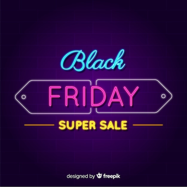 Vettore gratuito concetto di black friday con design al neon