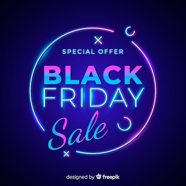 Free vector black friday concept with neon design