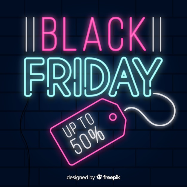 Black friday concept with neon design