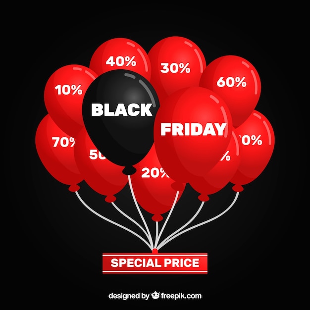 Black friday design with many red and one black balloons