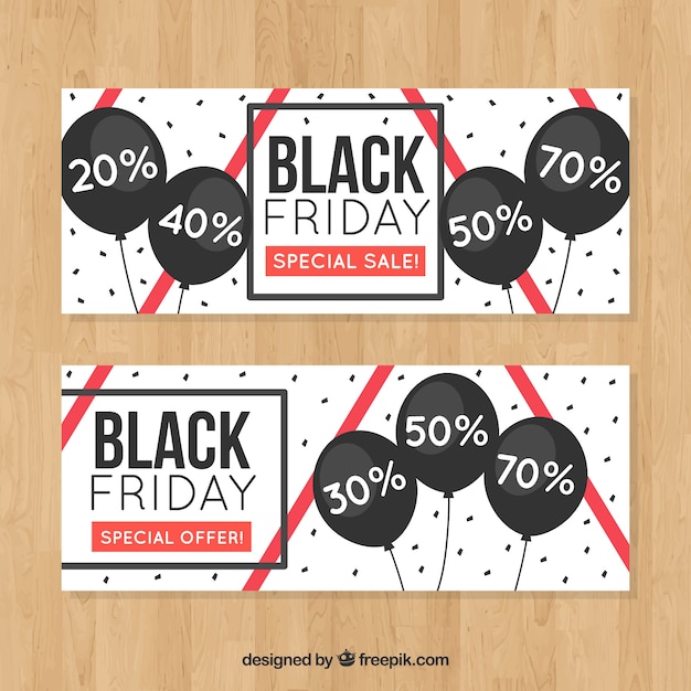 Black friday discounts banners with balloons