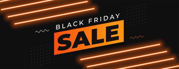 Free vector black friday event sale poster with neon light stick