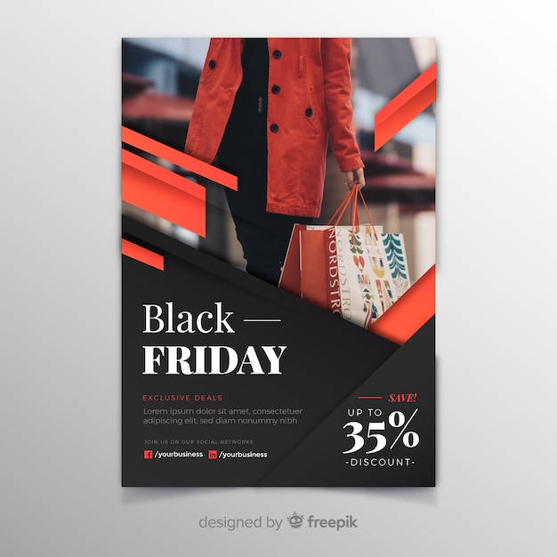 Black friday flyer template in flat design