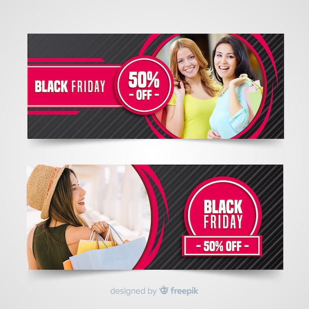 Free vector black friday girls banner