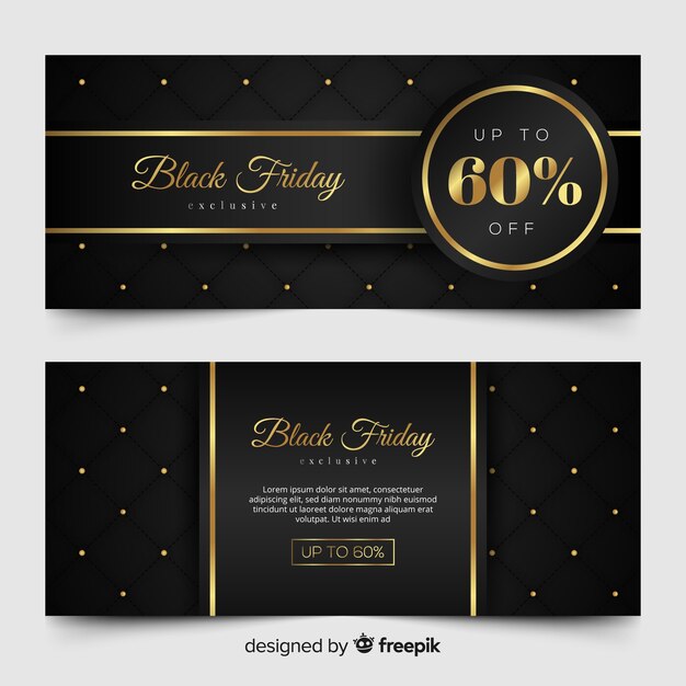 Free vector black friday golden banner