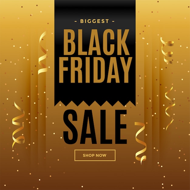 Free vector black friday golden sale banner in celebration style