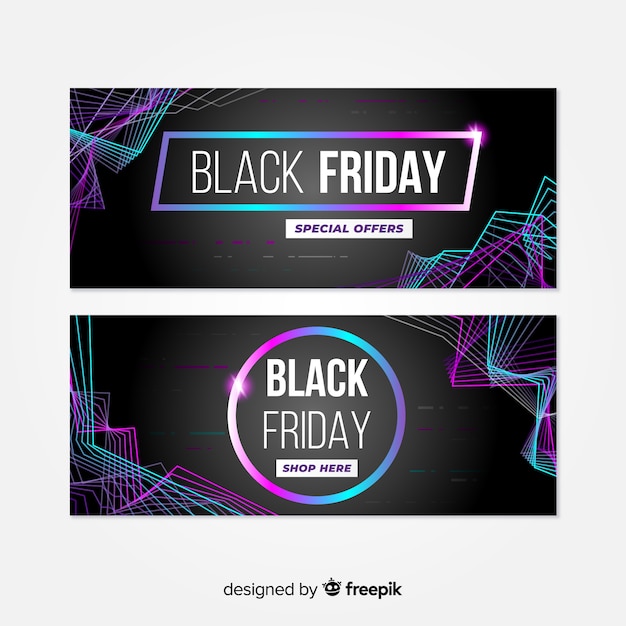 Black friday gradient set of banners