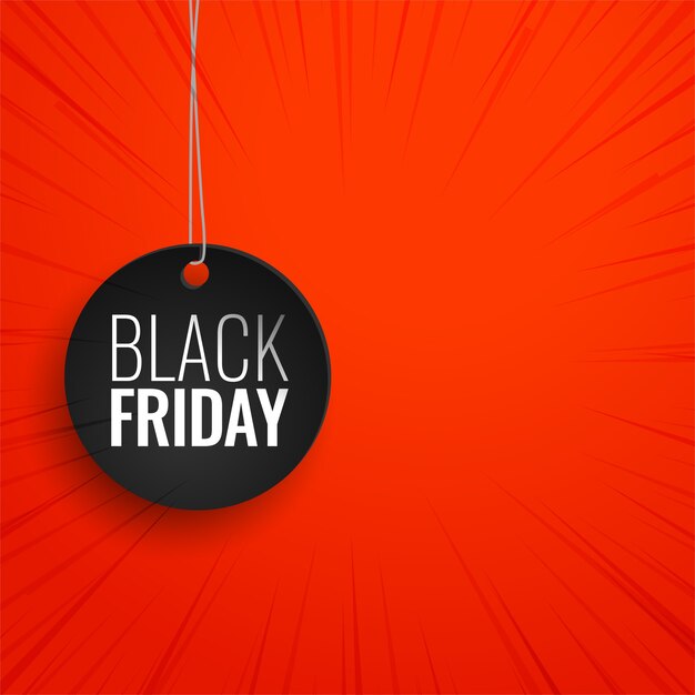 Black friday hanging tag on red background