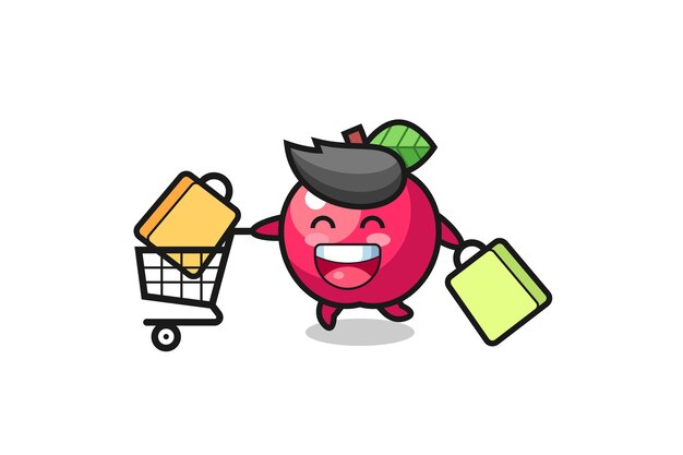 Black friday illustration with cute apple mascot , cute style design for t shirt, sticker, logo element