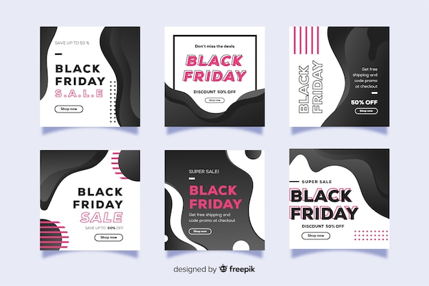 Free vector black friday instagram post collection