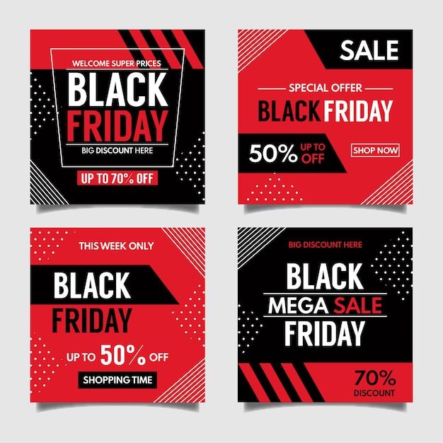 Free vector black friday instagram post collection