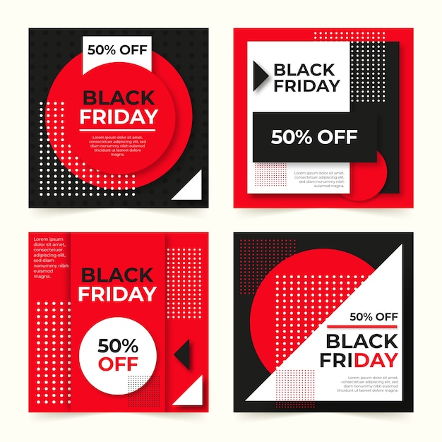 Free vector black friday instagram post collection