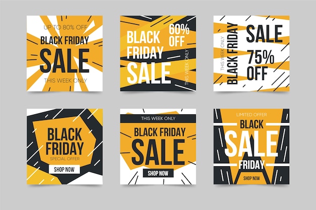 Free vector black friday instagram post collection