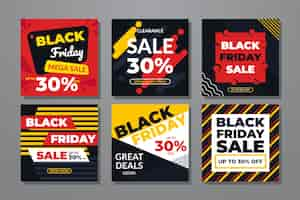 Free vector black friday instagram post collection