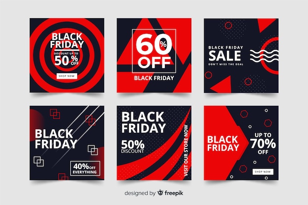 Free vector black friday instagram post pack