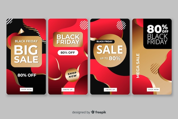 Free vector black friday instagram stories collection