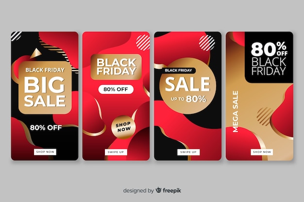 Vettore gratuito collezione di storie instagram di black friday