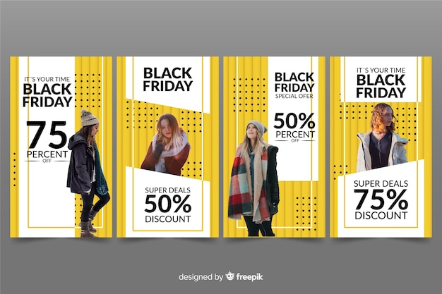 Free vector black friday instagram stories collection