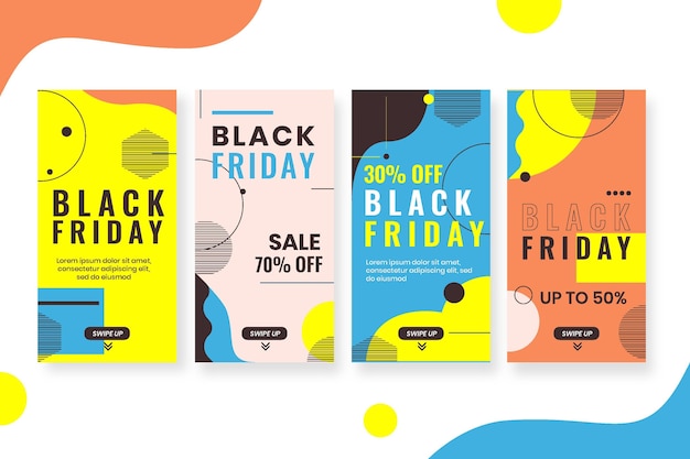 Vettore gratuito pacchetto storie instagram del black friday