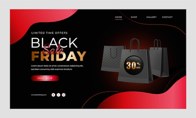 Vettore gratuito pagina di destinazione del black friday