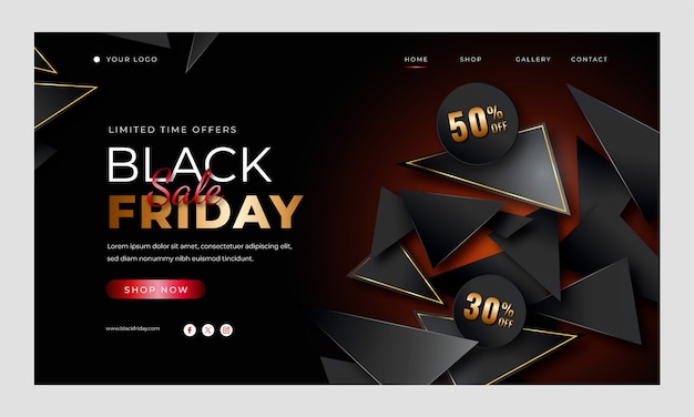 Vettore gratuito pagina di destinazione del black friday