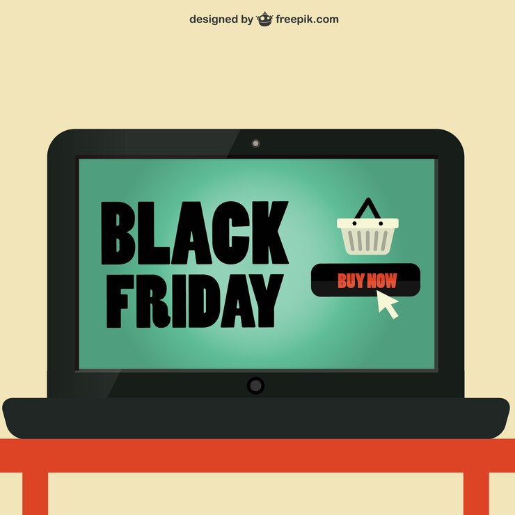 Free Vector black friday logo on laptop