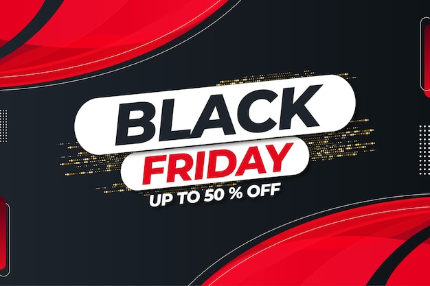 Black Friday Mega Sale Up to 50% Off with Abstract Shapes Design Template