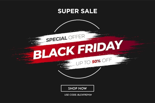 Black Friday Modern Background Sale with Abstract Brush Stroke