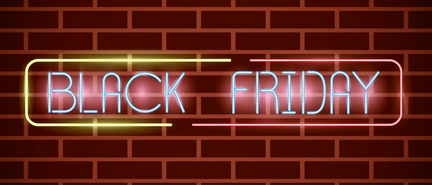 Free vector black friday neon lights label