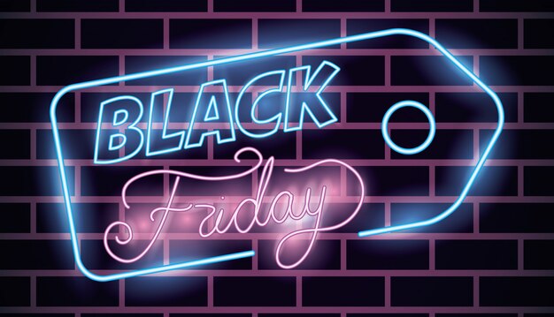 Black friday neon lights tag