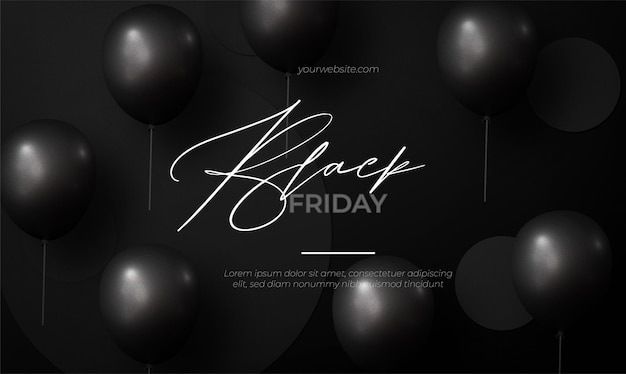 Black Friday Offer with Realistic Balloon Composition