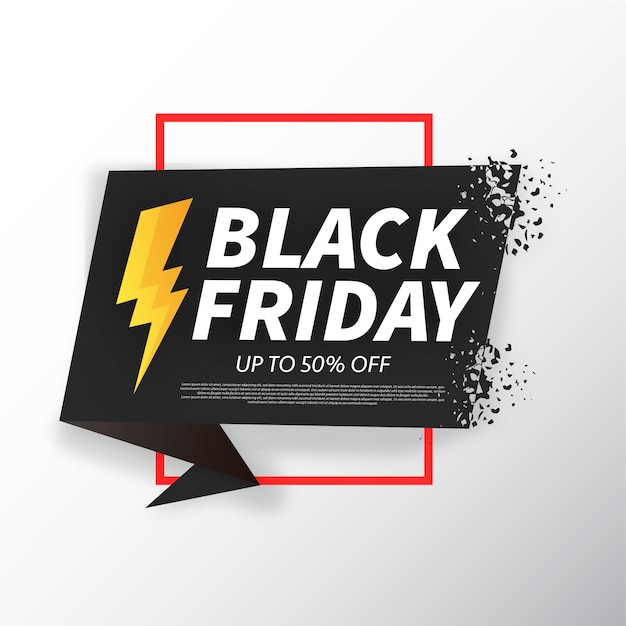 Vettore gratuito banner rotto origami del black friday