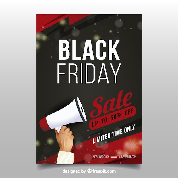 Free vector black friday poster with megaphone