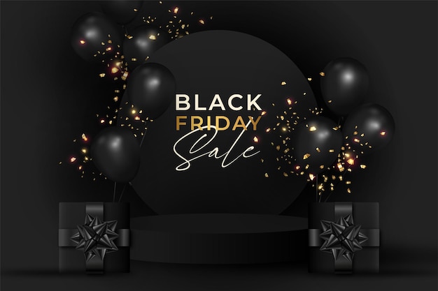 Free vector black friday realistic background with podium