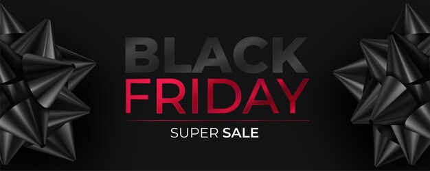 Black Friday realistic banner with black bows