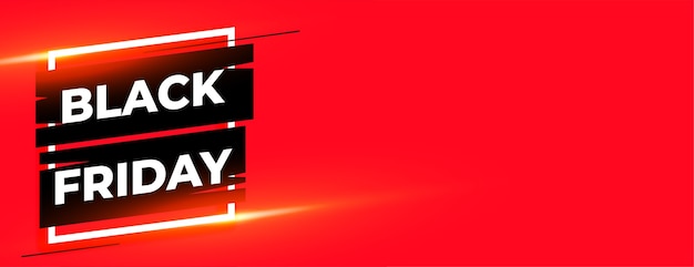 Free vector black friday red shiny banner with text space