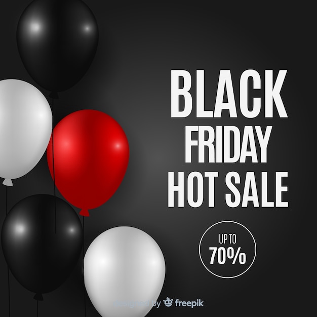 Бесплатное векторное изображение Черный фон с распродажами с воздушными шарами