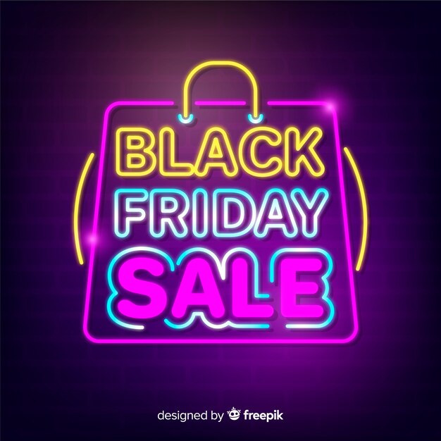 Black friday sale background with neon style 