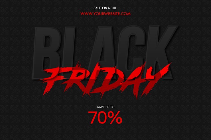 Free Vector black friday sale background with red brush text effect