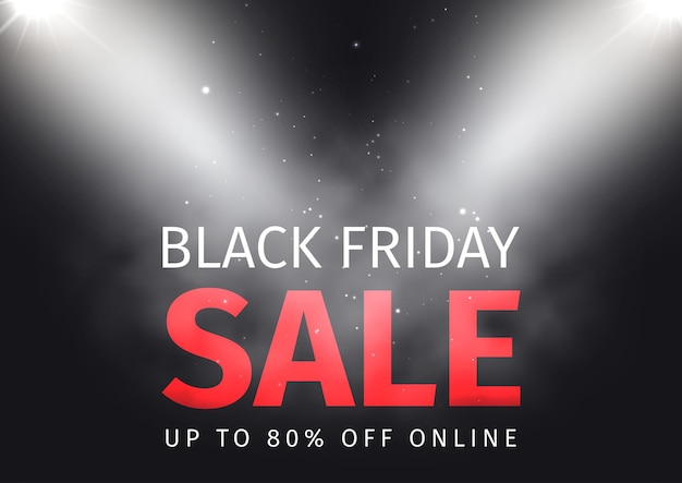 Free vector black friday sale background with spotlights and mist atmosphere