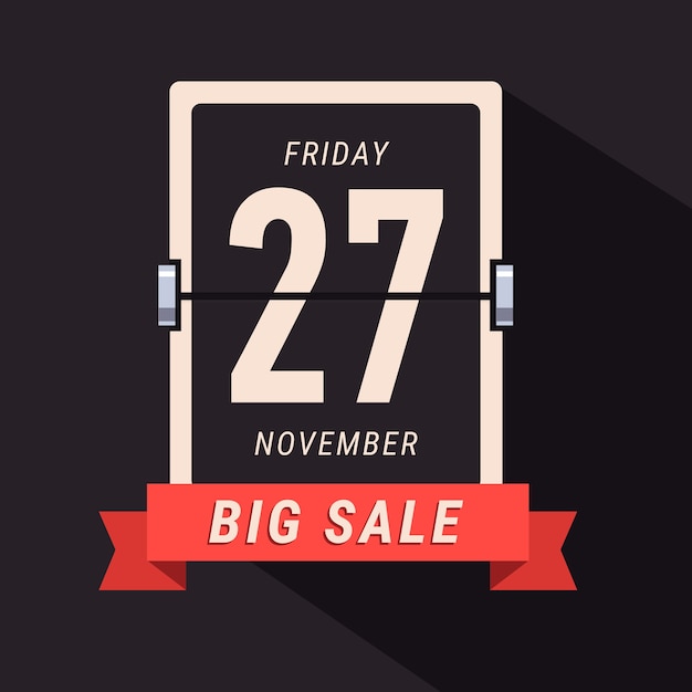 Free vector black friday sale banner, flipping calendar page