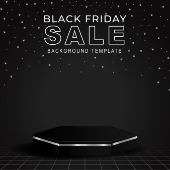 Black friday sale banner promotion with product display podium