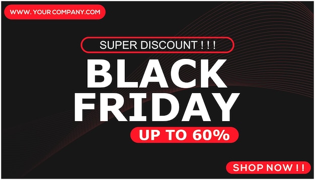 Banner di vendita del black friday su sfondo rosso e nero