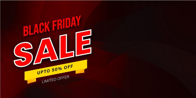 Free vector black friday sale banner in red & black for social media and business purpose free vector