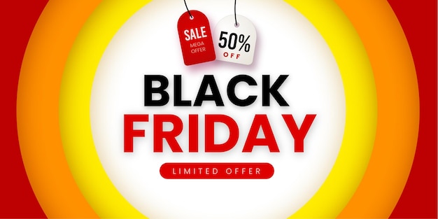 Banner di vendita del black friday in rosso e giallo per social media e scopi commerciali vettore gratuito