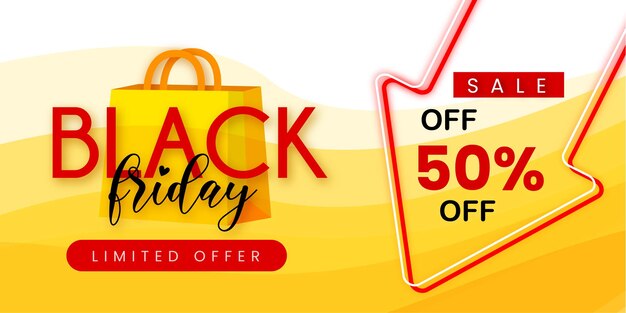 Black Friday Sale Banner in Red &amp; Yellow for social media and business purpose Free Vector