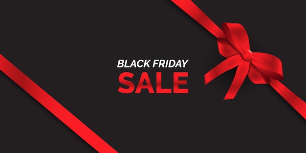 Black Friday sale banner with glossy red ribbon