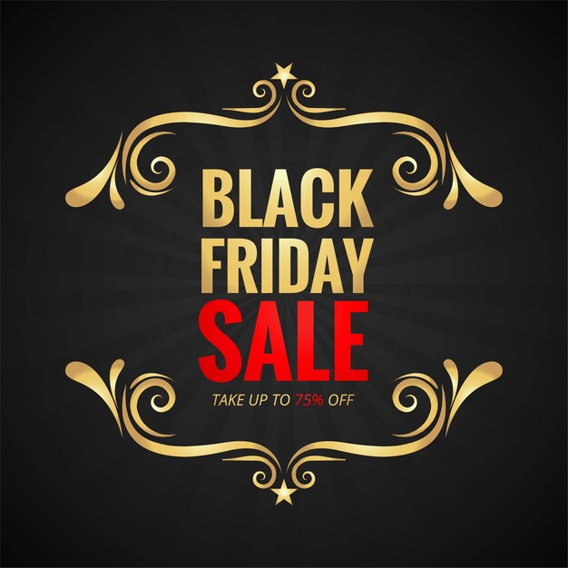 Black friday sale banner with gold frame