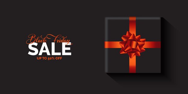 Black Friday sale banner with a luxury gift design