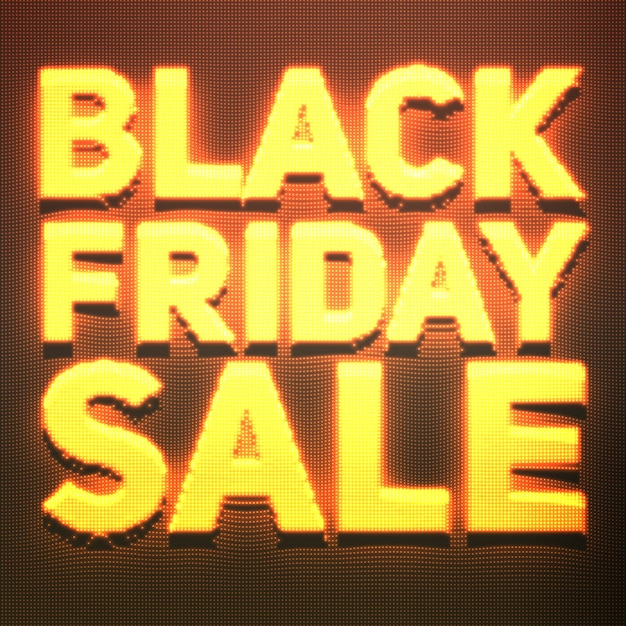  Black Friday Sale banner with shining points like neon sign.  